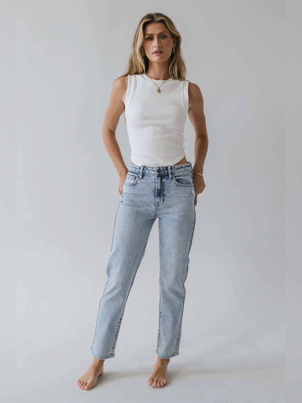 Bohme Georgia Straight Leg High Waist Light Wash Jeans